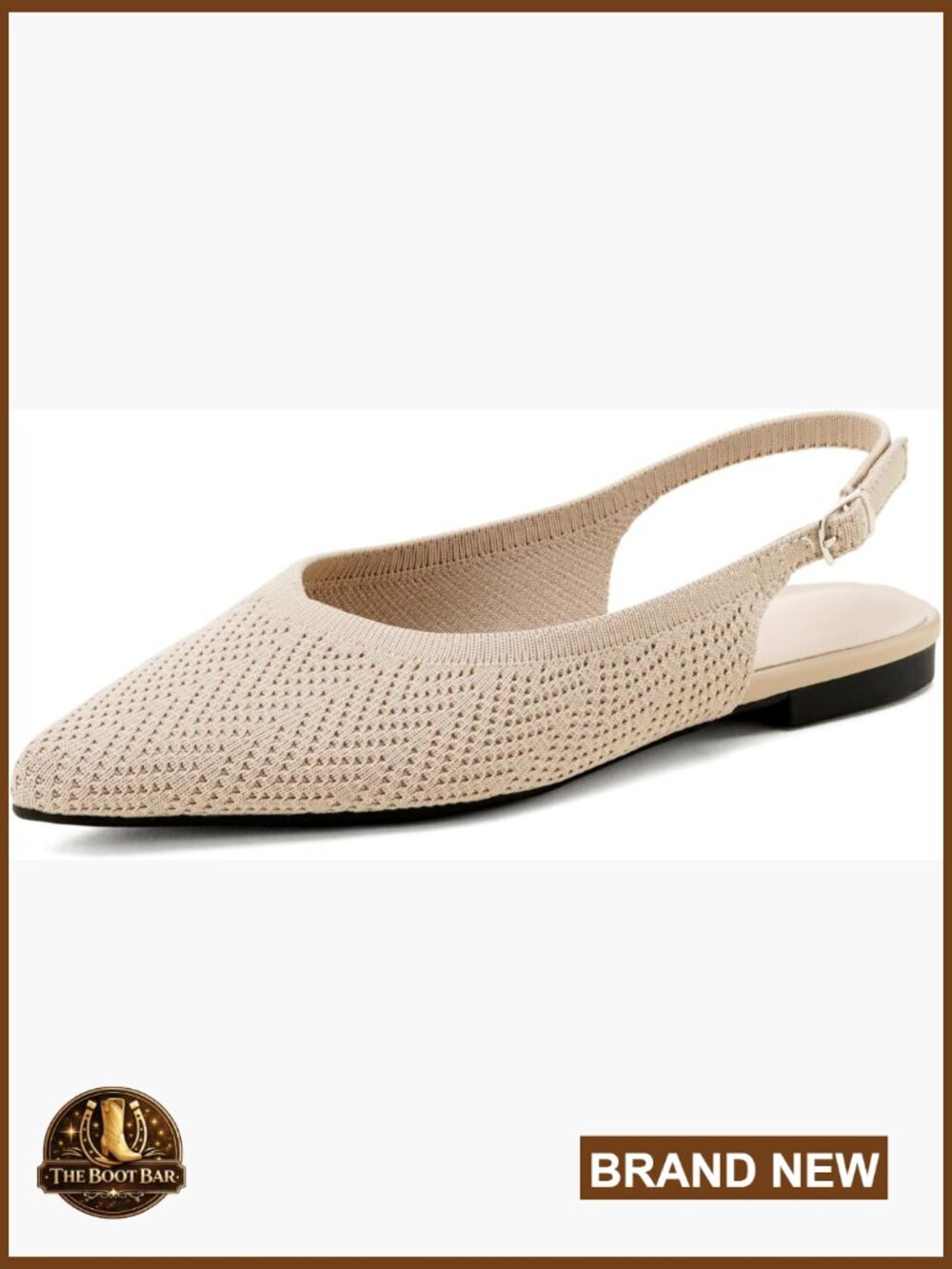 Pointed Toe Slingback Flats Breathable Knit Slip On Shoes Dressy Work Party